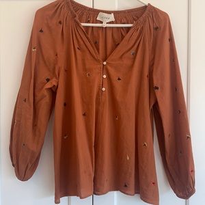 THE GREAT. Derby Embroidered Top